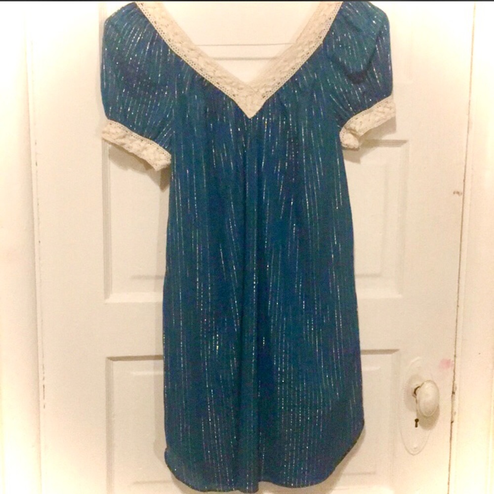Blue and Cream Lace Dress